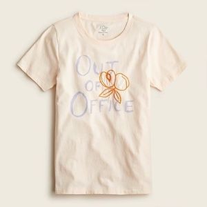 J Crew Out of Office T-shirt Broken-in jersey cotton Palest Peach Embroidered